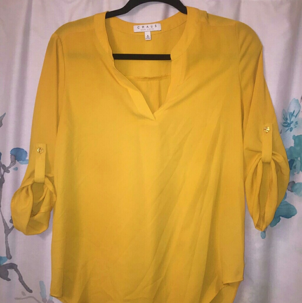 Yellow quarter sleeve blouse